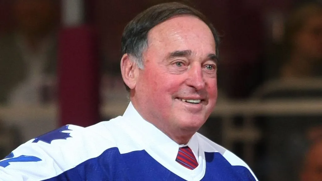 Frank Mahovlich attends the ceremony honoring Andy Bathgate and Harry Howell prior to the game between the Toronto Maple Leafs and the New York Rangers on February 22, 2009. (Source: Bruce Bennett/Getty Images)