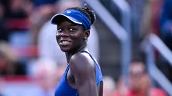 Victoria Mboko smiles during the 2025 Canadian Open final