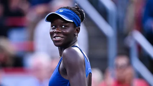Victoria Mboko smiles during the 2025 Canadian Open final