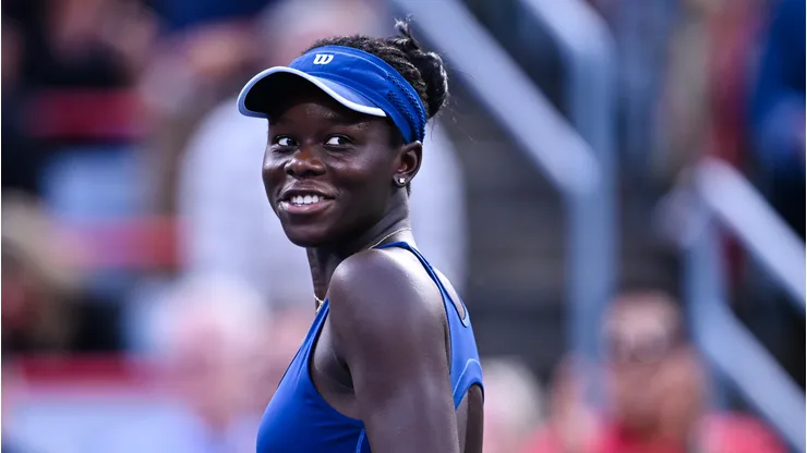 Victoria Mboko smiles during the 2025 Canadian Open final