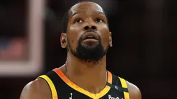 Kevin Durant #35 of the Phoenix Suns looks on while playing the Houston Rockets at Toyota Center on March 12, 2025 in Houston, Texas.