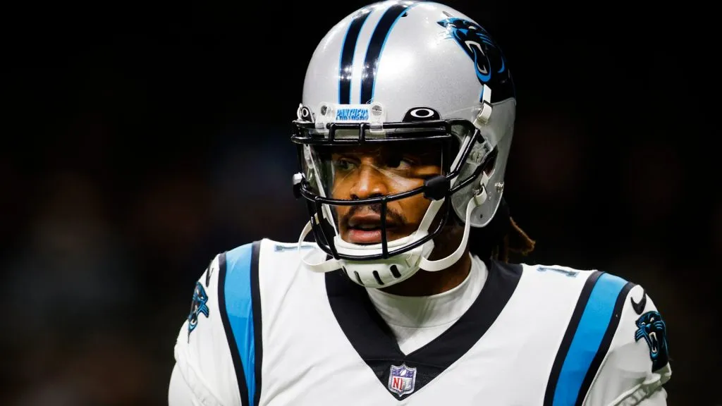 Cam Newton #1 of the Carolina Panthers warms up before the game against the New Orleans Saints at Caesars Superdome on January 02, 2022. (Source: Chris Graythen/Getty Images)