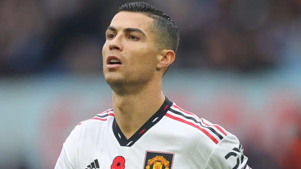 Cristiano Ronaldo looks up while playing for Manchester United