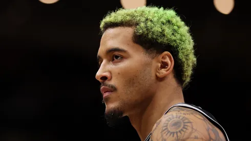 Jeremy Sochan #10 of the San Antonio Spurs looks on against the Chicago Bulls.