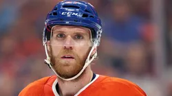Connor McDavid #97 of the Edmonton Oilers looks on against the Florida Panthers during the first period in Game Two of the 2025 Stanley Cup Final at Rogers Place on June 06, 2025 in Edmonton, Alberta, Canada.