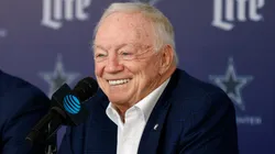 Dallas Cowboys owner Jerry Jones talks during a press conference.