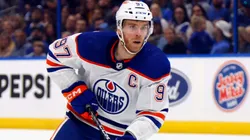 Connor McDavid #97 of the Edmonton Oilers skates against the Tampa Bay Lightning at Amalie Arena on November 18, 2023 in Tampa, Florida.