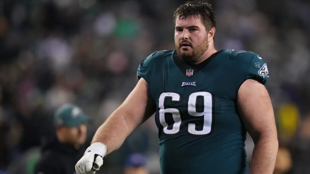 Landon Dickerson #69 of the Philadelphia Eagles