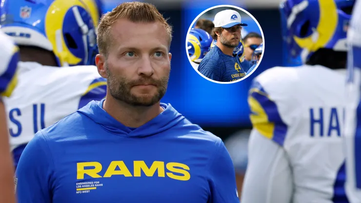 Head coach Sean McVay of the Los Angeles Rams and QB veteran Matthew Stafford #9.
