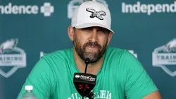 Philadelphia Eagles head coach Nick Sirianni speaks to the media prior to training camp at NovaCare Complex on July 28, 2025 in Philadelphia, Pennsylvania.
