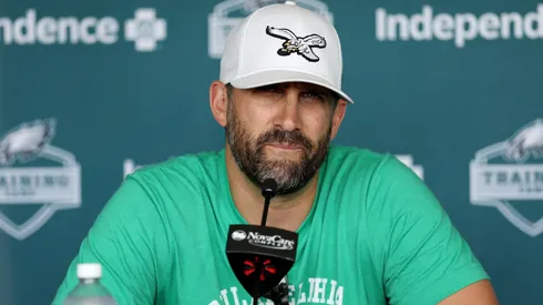 Philadelphia Eagles head coach Nick Sirianni speaks to the media prior to training camp at NovaCare Complex on July 28, 2025 in Philadelphia, Pennsylvania.