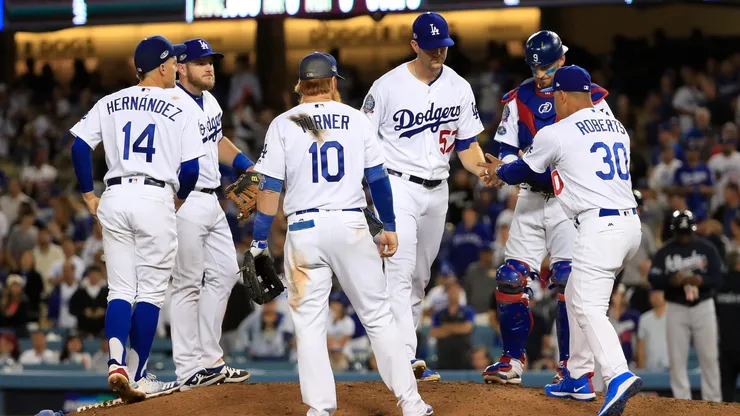 Los Angeles Dodgers players back in 2018.