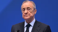 Florentino Perez Rodriguez, President of Real Madrid speaks as Real Madrid new signing, Kylian Mbappe is unveiled at Estadio Santiago Bernabeu.