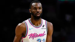 Andrew Wiggins #22 of the Miami Heat looks to pass the ball during the third quarter against the Atlanta Hawks.