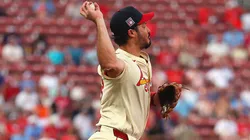 Nolan Arenado #28 of the St. Louis Cardinals throws to second base against the San Diego Padres.