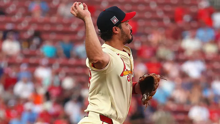 Nolan Arenado #28 of the St. Louis Cardinals throws to second base against the San Diego Padres.