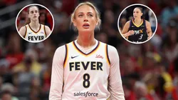 Sophie Cunningham #8 of the Indiana Fever against the New York Liberty at Gainbridge Fieldhouse.