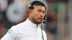 Marcus Freeman looks on vs Louisville on September 28, 2024 in South Bend, Indiana.