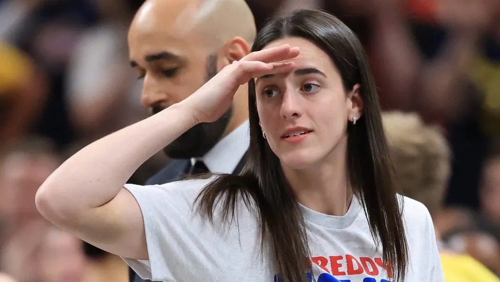 Caitlin Clark reacts during the match (&nbsp;Justin Casterline/Getty Images)