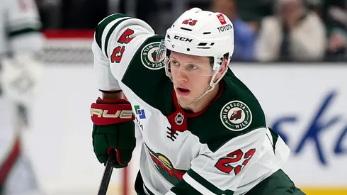 Marco Rossi #23 of the Minnesota Wild skates against the Minnesota Wild during the first period at Climate Pledge Arena on March 04, 2025 in Seattle, Washington.