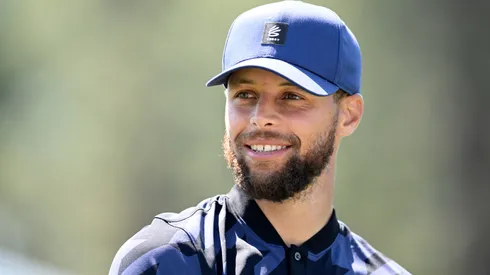 Stephen Curry stands in the 11th tee box during the final round of the American Century Championship at Edgewood Tahoe Golf Course.