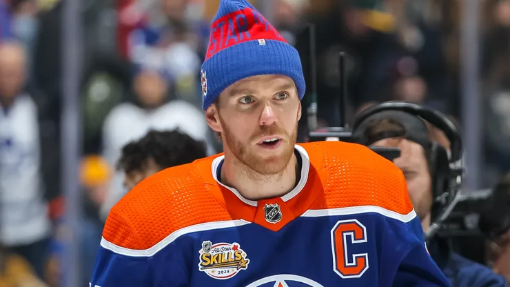 Connor McDavid at Scotiabank Arena on February 02, 2024 in Toronto, Ontario.