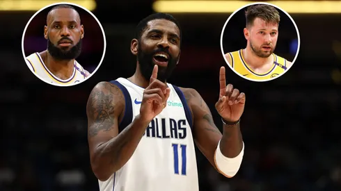 Kyrie Irving #11 of the Dallas Mavericks reacts during the game against the New Orleans Pelicans at Smoothie King Center.
