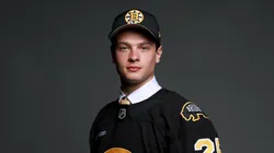James Hagens poses for a portrait after being drafted by the Boston Bruins with the seventh overall pick during the first round of the 2025 Upper Deck NHL Draft at JW Marriott Los Angeles L.A. LIVE on June 27, 2025 in Los Angeles, California.