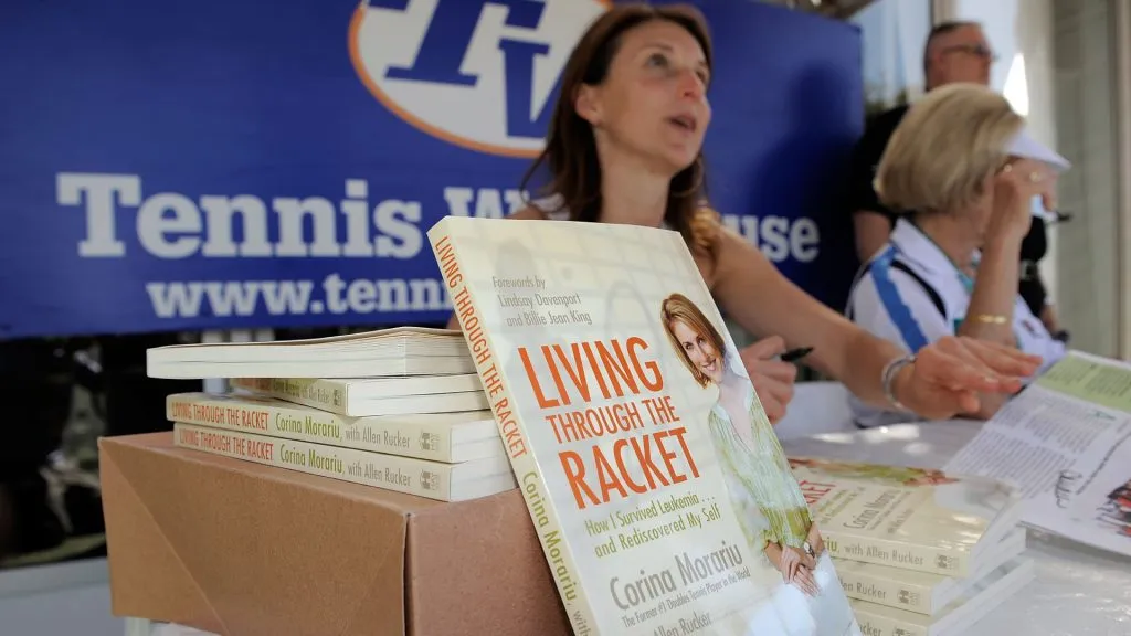 Former WTA player Corina Morariu greets fans at her book signing during the BNP Paribas Open at the Indian Wells Tennis Garden. (Harry How/Getty Images)