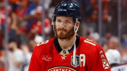 Matthew Tkachuk #19 of the Florida Panthers looks on prior to game Game Seven of the 2024 Stanley Cup Final against the Edmonton Oilers at Amerant Bank Arena on June 24, 2024 in Sunrise, Florida.