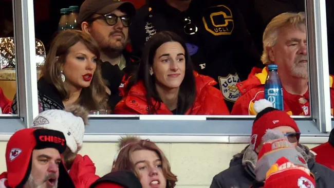 Taylor Swift and Caitlin Clark during AFC Divisional Playoffs game&nbsp;(Jamie Squire/Getty Images)