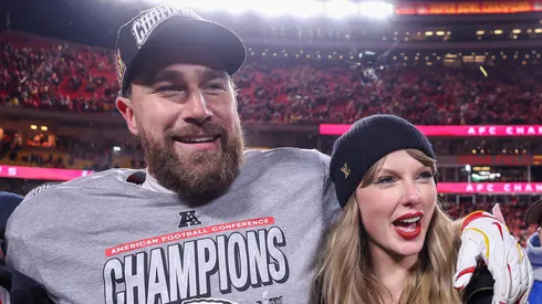 Travis Kelce tight end of the Kansas City Chiefs and Taylor Swift