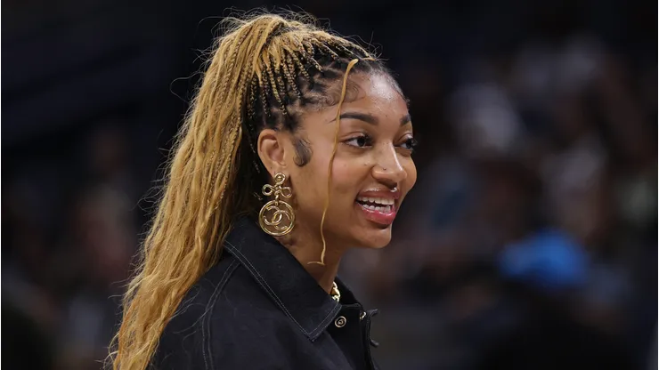 Angel Reese of Chicago Sky smiles during