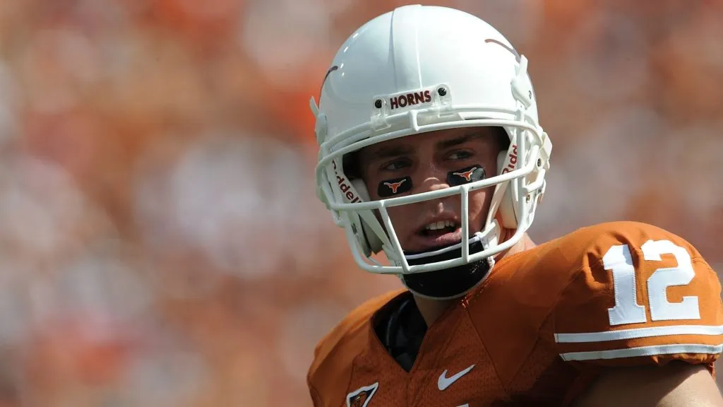Quarterback Colt McCoy #12 of the Texas Longhorns at Darrell K Royal-Texas Memorial Stadium on September 26, 2009. (Source: Ronald Martinez/Getty Images)