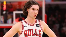 Josh Giddey #3 of the Chicago Bulls looks on against the Orlando Magic.