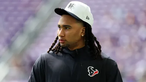 C.J. Stroud #7 of the Houston Texans looks on prior to the NFL Preseason 2025 game between Houston Texans and Minnesota Vikings at U.S. Bank Stadium on August 09, 2025 in Minneapolis, Minnesota.