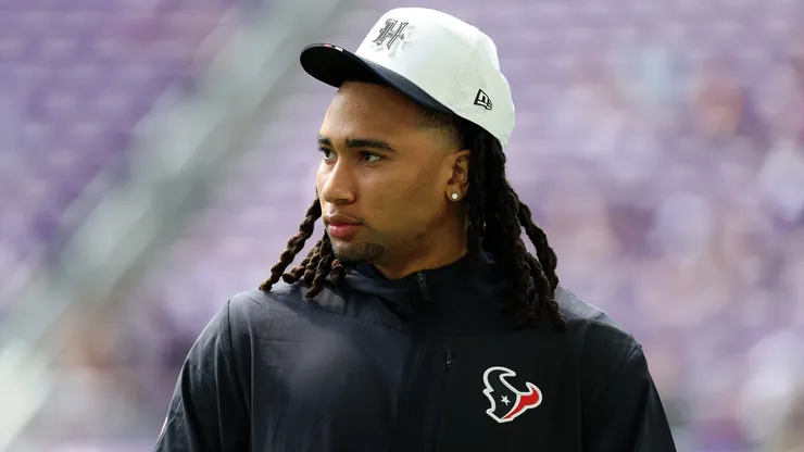 C.J. Stroud #7 of the Houston Texans looks on prior to the NFL Preseason 2025 game between Houston Texans and Minnesota Vikings at U.S. Bank Stadium on August 09, 2025 in Minneapolis, Minnesota.