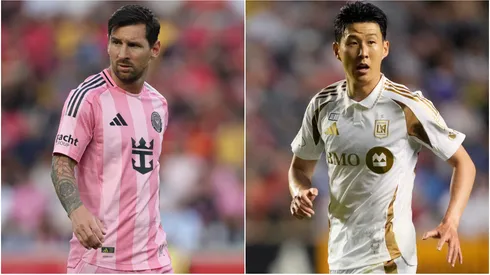 Lionel Messi #10 of Inter Miami CF and Son Heung-Min #7 of Los Angeles FC.