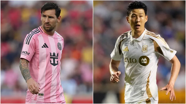Lionel Messi #10 of Inter Miami CF and Son Heung-Min #7 of Los Angeles FC.