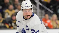 Auston Matthews #34 of the Toronto Maple Leafs skates in a NHL game.