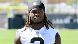 Ashton Jeanty #2 of the Las Vegas Raiders walks on a field after practice during the team's training camp at the Las Vegas Raiders Headquarters/Intermountain Health Performance Center on July 24, 2025 in Henderson, Nevada.