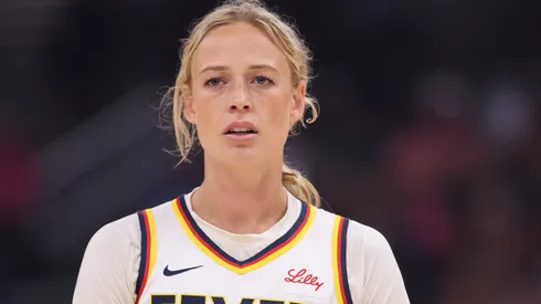 Sophie Cunningham #8 of the Indiana Fever during an WNBA game.