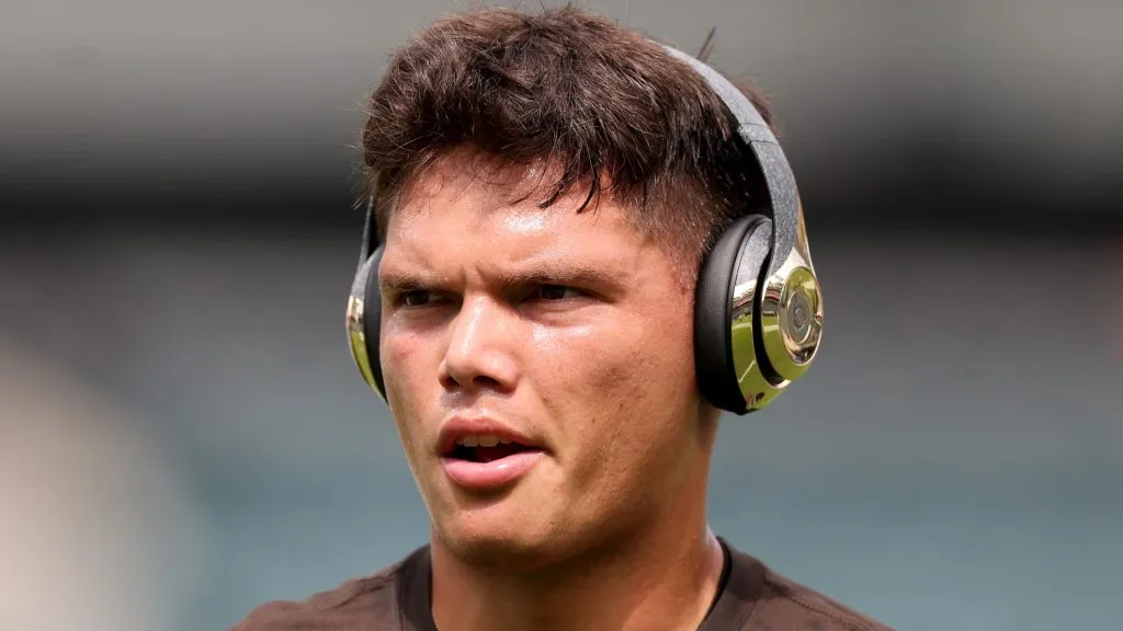 Dillon Gabriel #5 of the Cleveland Browns walks on the field before the NFL Preseason 2025 game between Cleveland Browns and Philadelphia Eagles