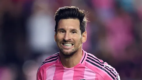 Lionel Messi #10 of Inter Miami CF celebrates after scoring the team's second goal during the MLS match between Inter Miami CF and LA Galaxy