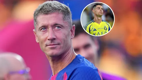 Robert Lewandowski of FC Barcelona and Cristiano Ronaldo of Al Nassr.
