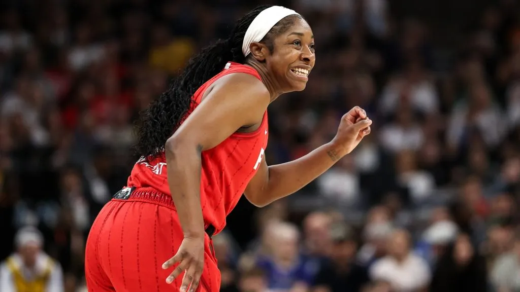 Aari McDonald #2 of the Indiana Fever reacts during the first quarter of the championship game of the 2025 Commissioners Cup against the Minnesota Lynx on July 1, 2025. (Source: Matt Krohn/Getty Images)