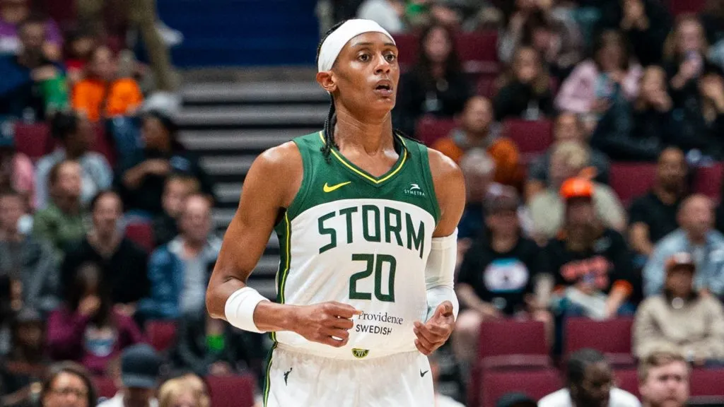 Brittney Sykes #20 of the Seattle Storm runs during WNBA action against the Atlanta Dream at Rogers Arena on August 15, 2025. (Source: Rich Lam/Getty Images)