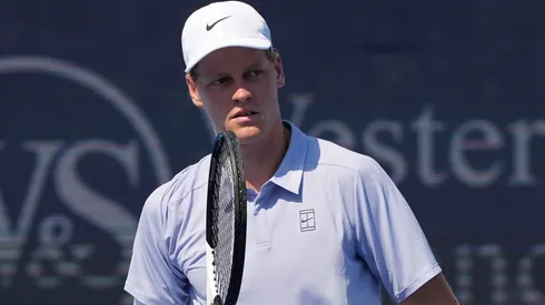 Jannik Sinner of Italy reacts after winning a point during the match against Térence Atmane of France during Day 10 of the Cincinnati Open at the Lindner Family Tennis Center on August 16, 2025 in Mason, Ohio.