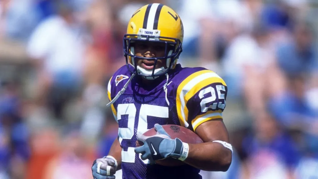 Josh Reed #25 of the LSU Tigers runs on the field during the game against the Florida Gators on October 7, 2000. (Source: Scott Halleran/Getty Images)
