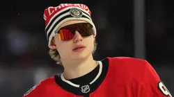 Connor Bedard at Wrigley Field on December 31, 2024 in Chicago, Illinois.